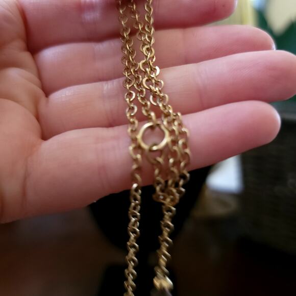 Vintage Gold Chain Necklace with Amber Yellow and Orange Beads Retro 1970s Style - Picture 7 of 10